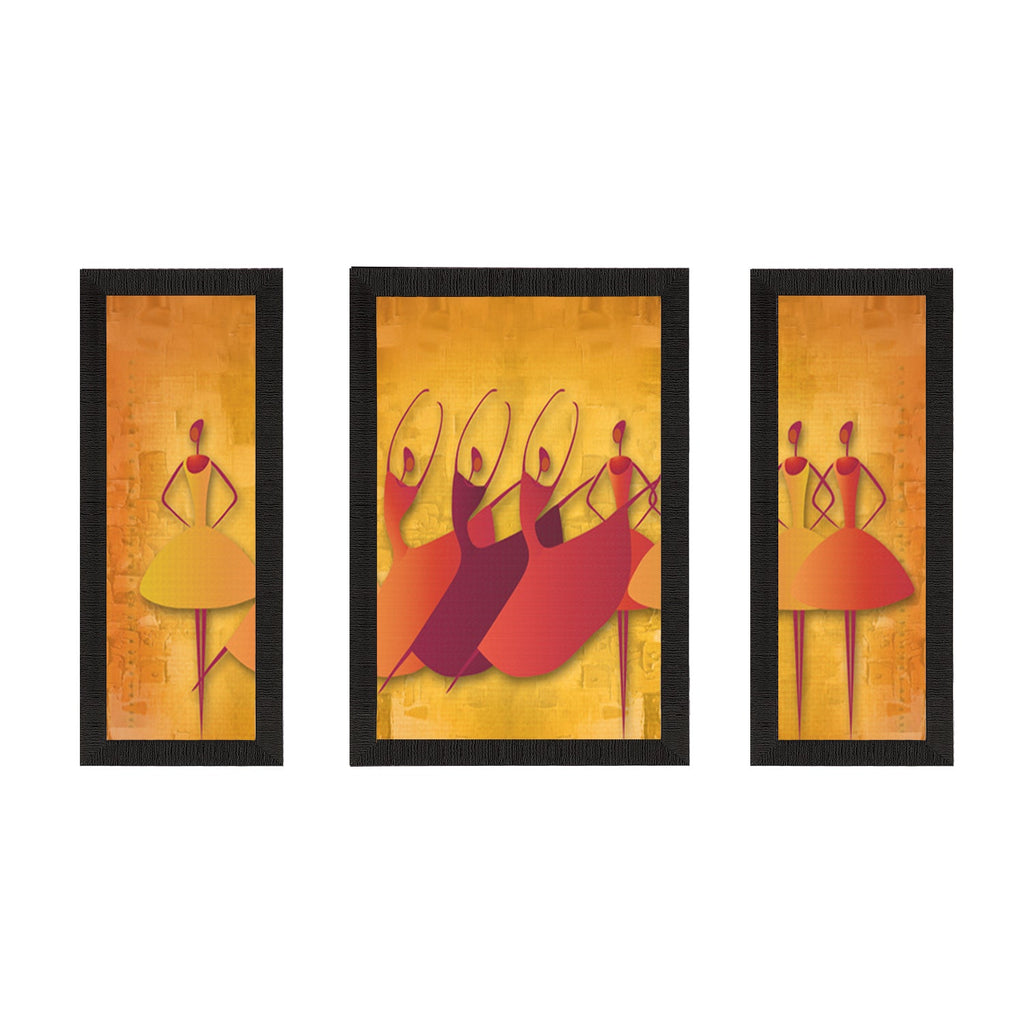 Set Of 3 Abstract Dancing Lady Satin Matt Texture UV Art Painting Kafalo