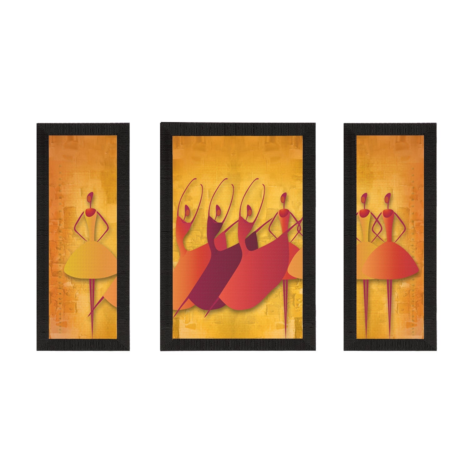 Set Of 3 Abstract Dancing Lady Satin Matt Texture UV Art Painting Kafalo