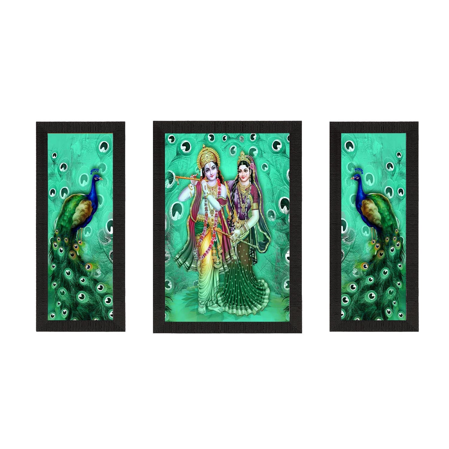 Set Of 3 Radha Krishna Satin Matt Texture UV Art Painting Kafalo