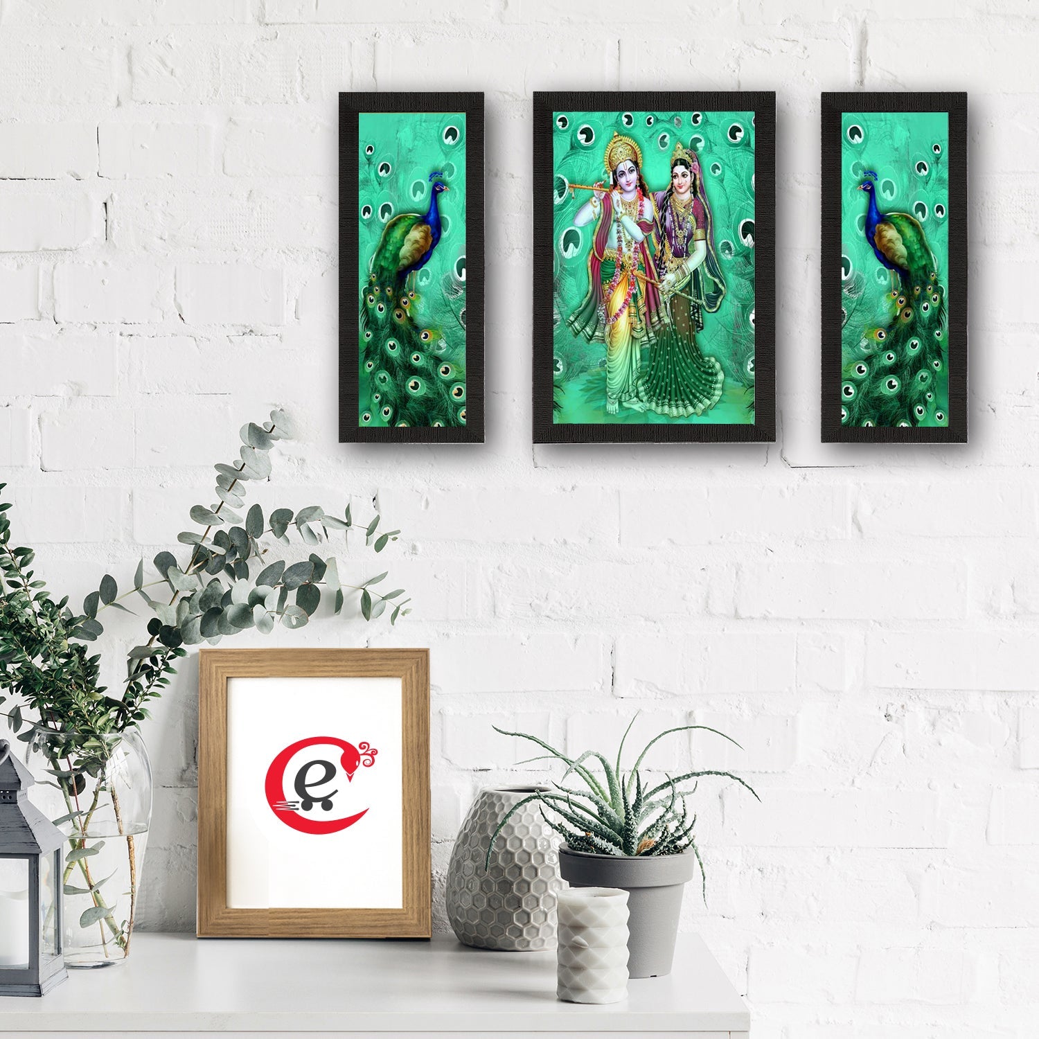 Set Of 3 Radha Krishna Satin Matt Texture UV Art Painting Kafalo