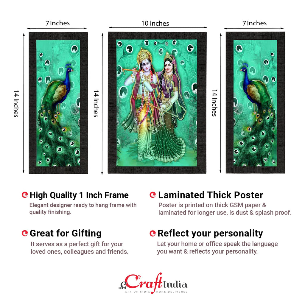 Set Of 3 Radha Krishna Satin Matt Texture UV Art Painting Kafalo