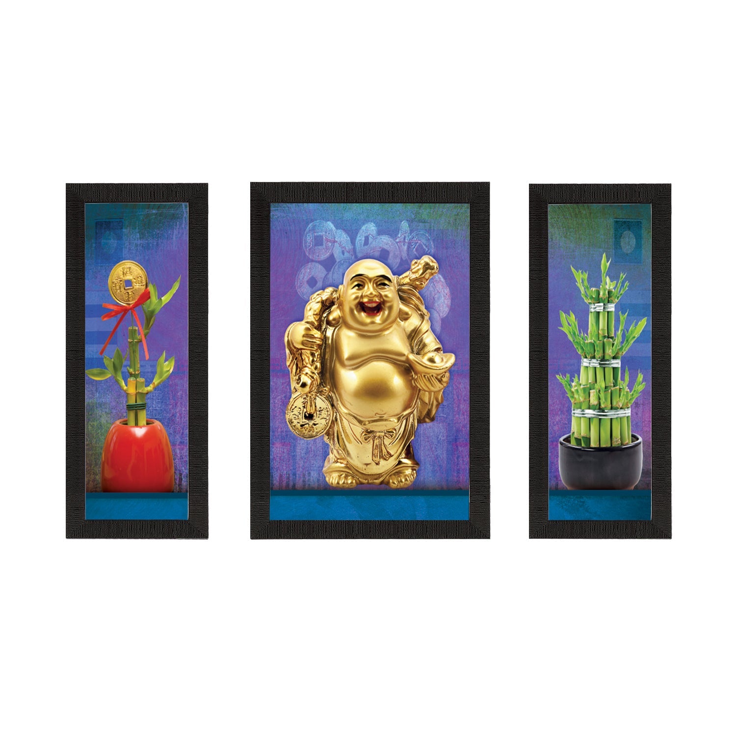 Set Of 3 Lord Buddha Satin Matt Texture UV Art Painting Kafalo