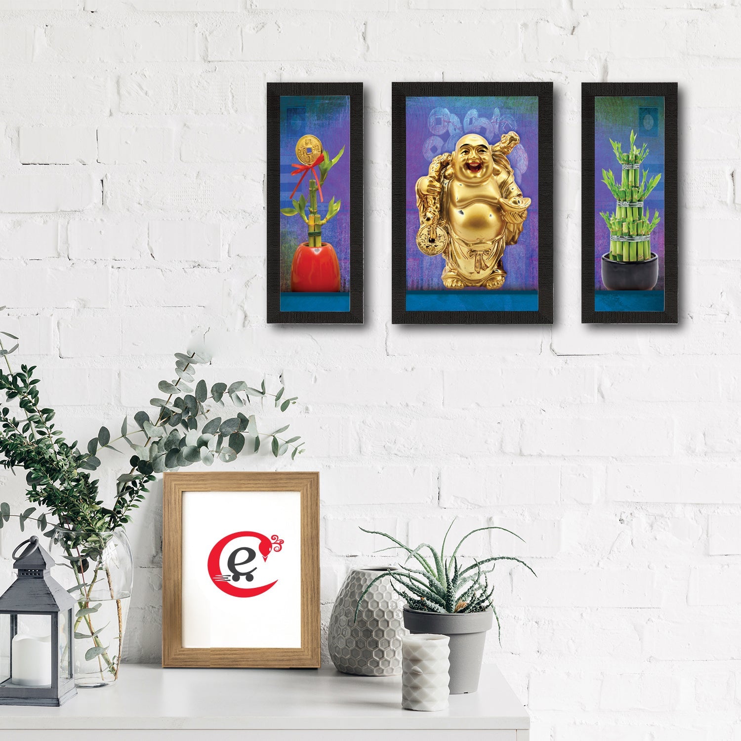 Set Of 3 Lord Buddha Satin Matt Texture UV Art Painting Kafalo