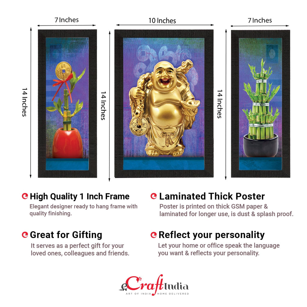 Set Of 3 Lord Buddha Satin Matt Texture UV Art Painting Kafalo