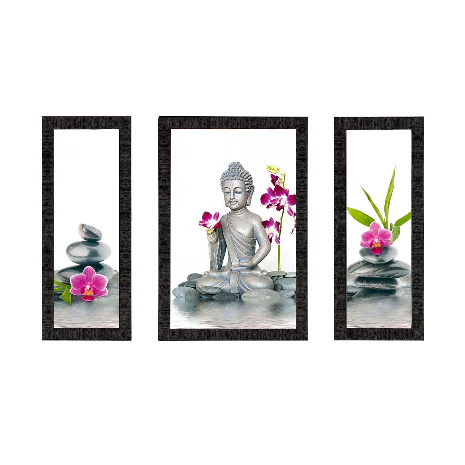 Set Of 3 Lord Buddha Satin Matt Texture UV Art Painting Kafalo