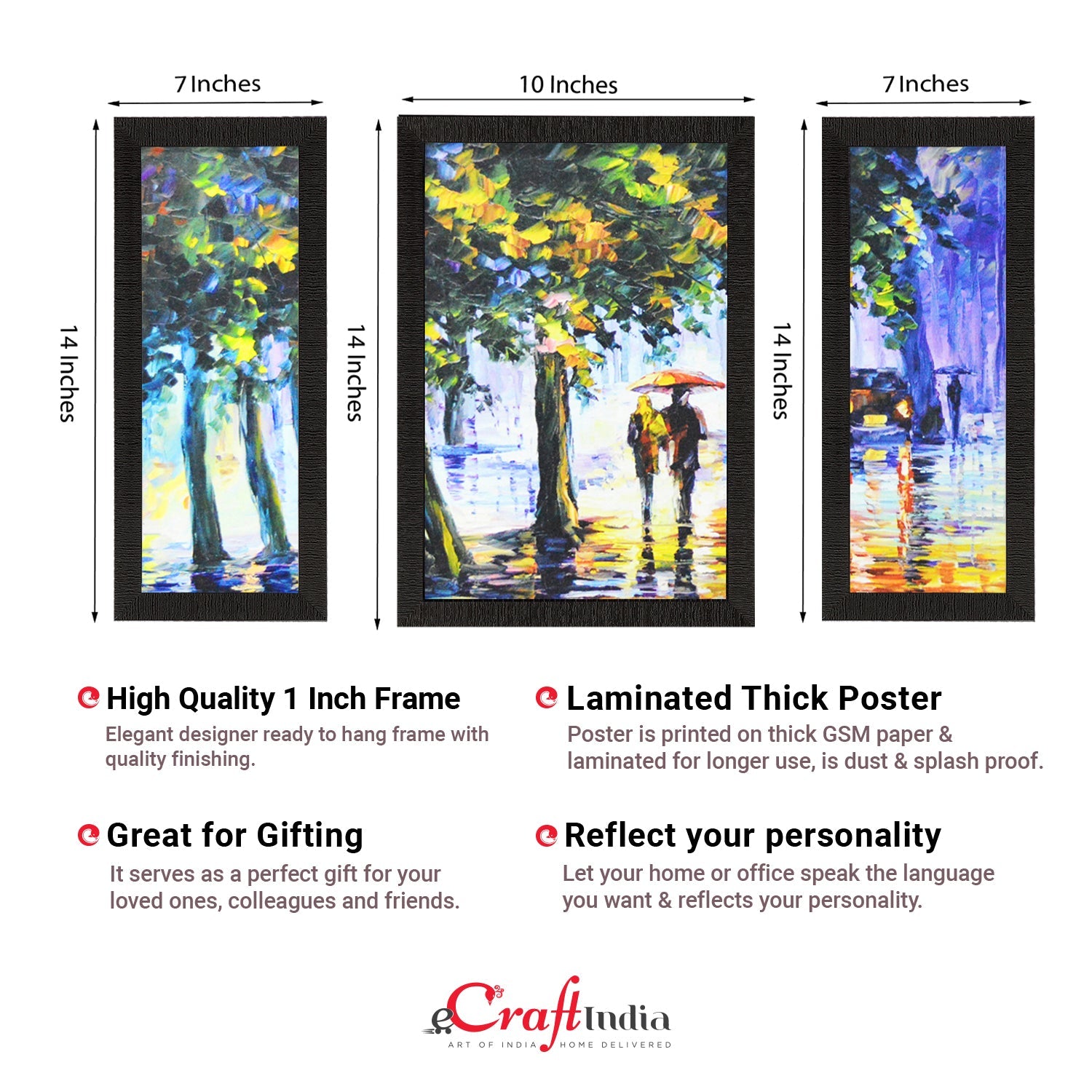 Set Of 3 Beautiful Loving Couple Satin Matt Texture UV Art Painting Kafalo