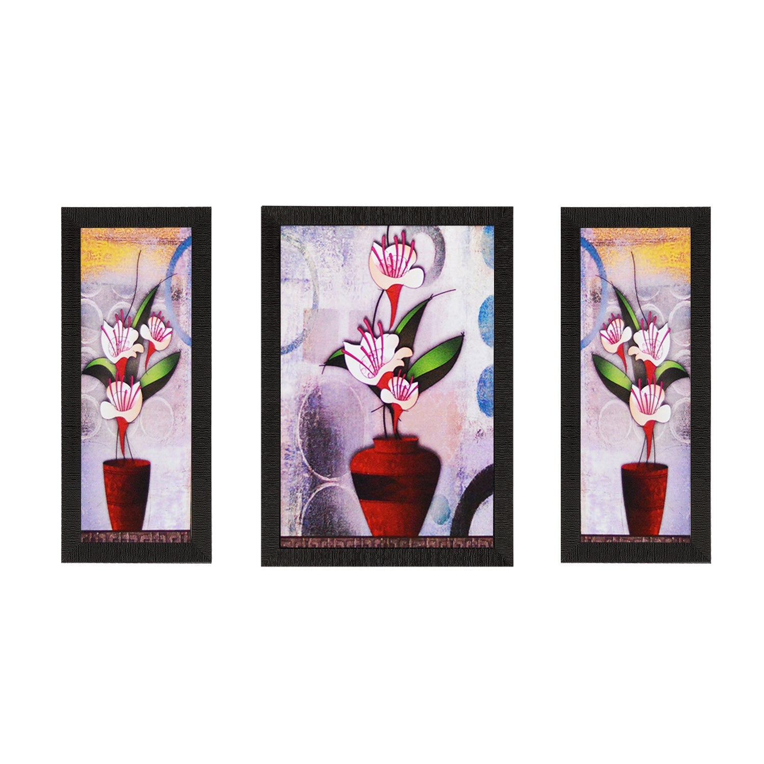 Set Of 3 Botanical Floral Satin Matt Texture UV Art Painting Kafalo