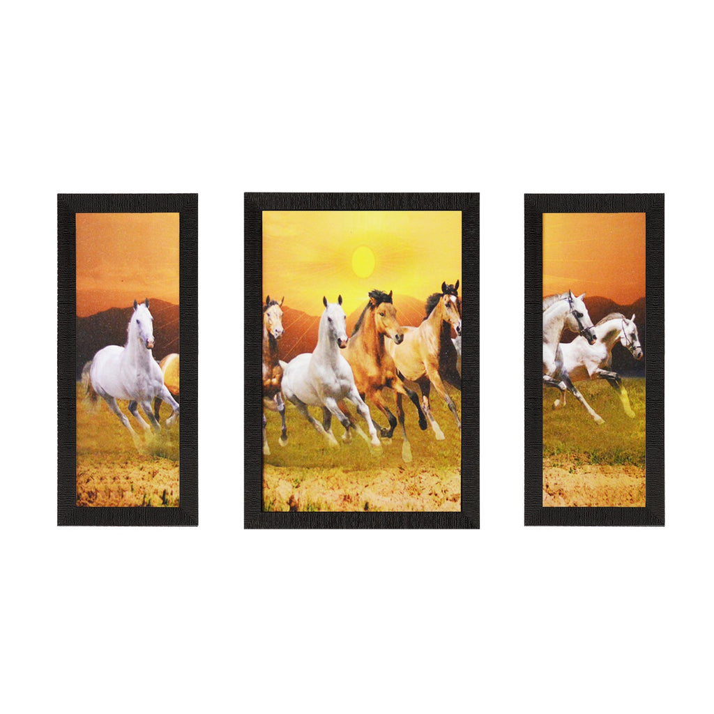 Set of 3 Running Horses Satin Matt Texture UV Art Painting Kafalo