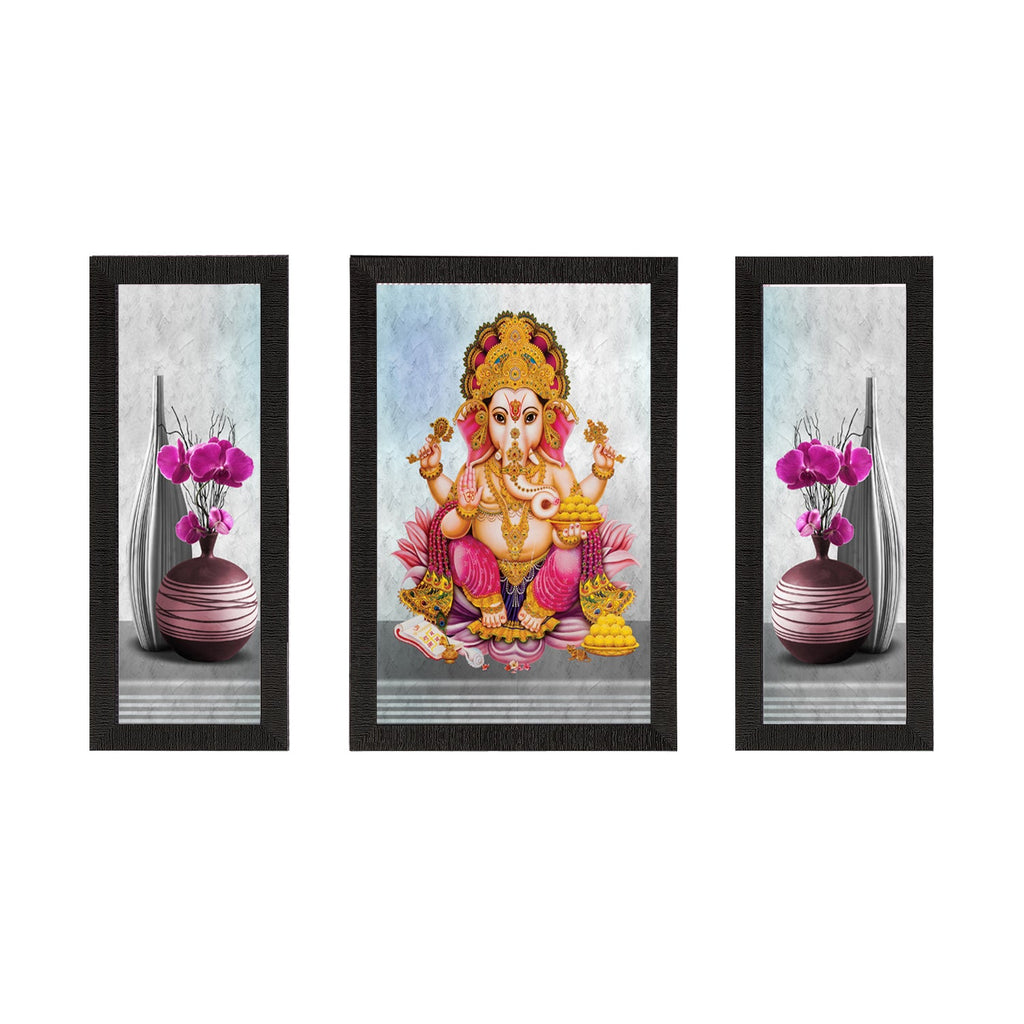 Set of 3 Lord Ganesha Satin Matt Texture UV Art Painting Kafalo