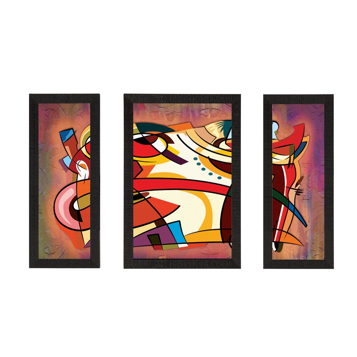 Set Of 3 Abstract Satin Matt Texture UV Art Painting Kafalo