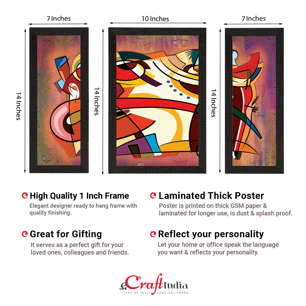 Set Of 3 Abstract Satin Matt Texture UV Art Painting Kafalo