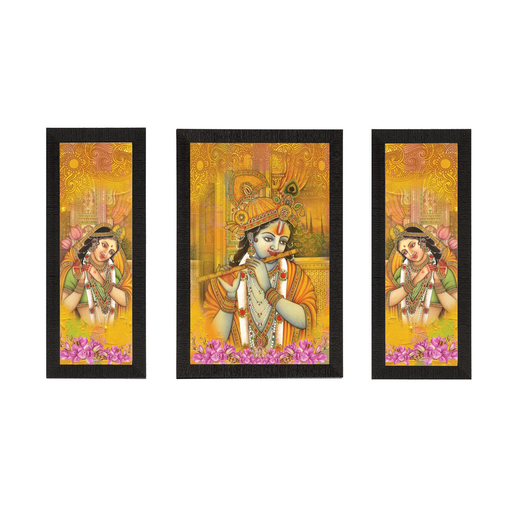 Set Of 3 Radha Krishna Satin Matt Texture UV Art Painting Kafalo