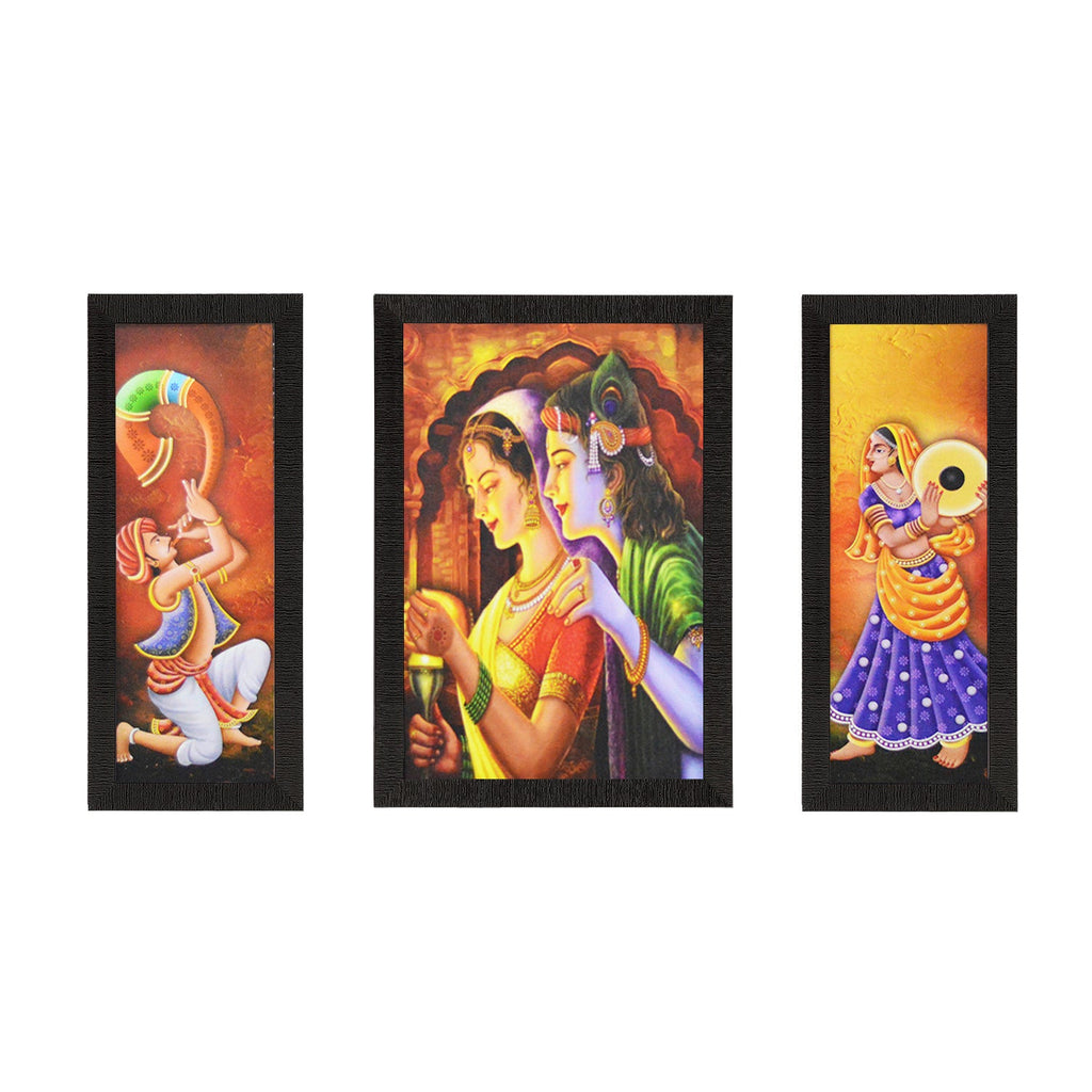Set Of 3 Radha Krishna Satin Matt Texture UV Art Painting Kafalo