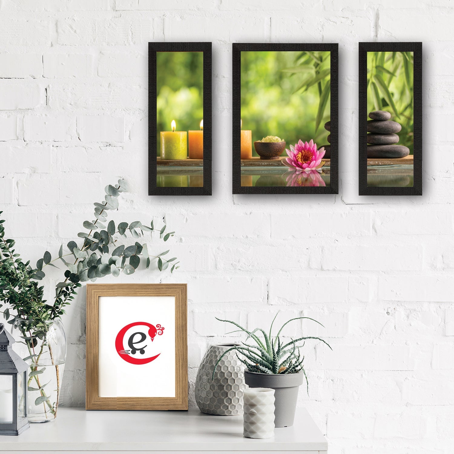 Set of 3 Floral Theme Satin Matt Texture UV Art Painting Kafalo