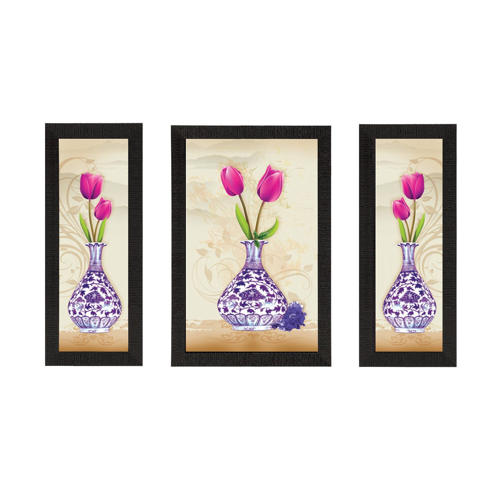 Set of 3 Botanical Floral Satin Matt Texture UV Art Painting Kafalo