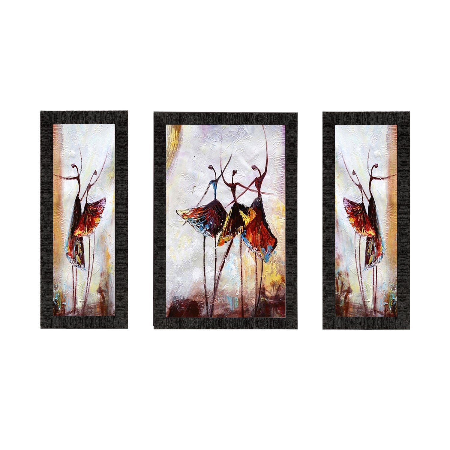 Set of 3 Abstract Dancing Lady Satin Matt Texture UV Art Painting Kafalo