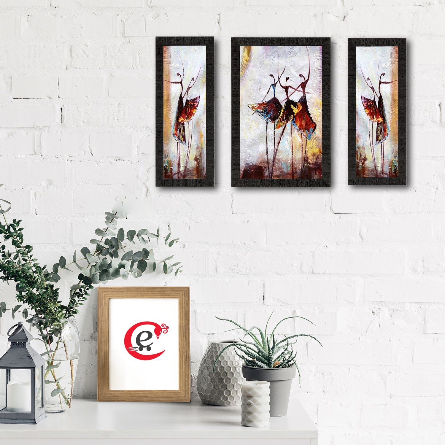 Set of 3 Abstract Dancing Lady Satin Matt Texture UV Art Painting Kafalo