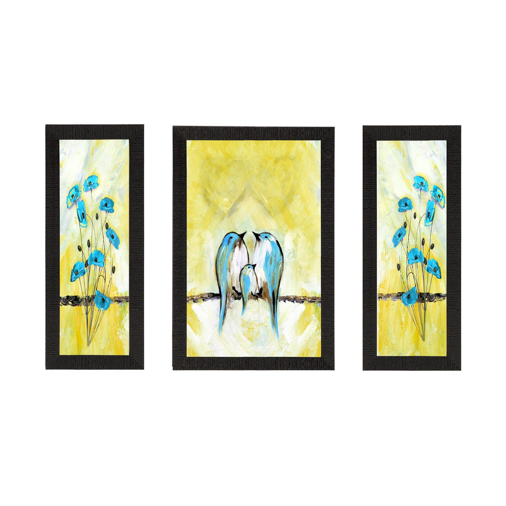 Set of 3 Sitting Birds Satin Matt Texture UV Art Painting Kafalo