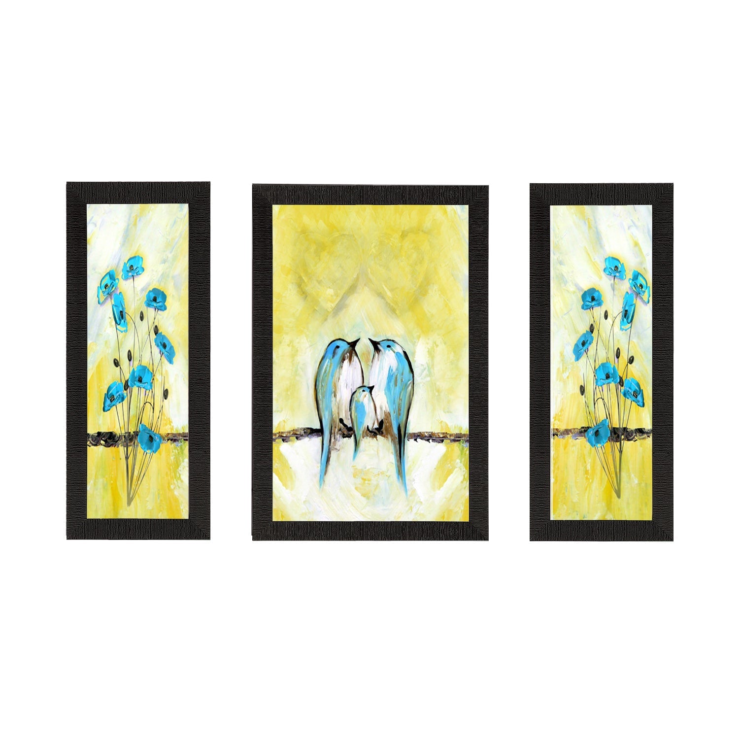 Set of 3 Sitting Birds Satin Matt Texture UV Art Painting Kafalo