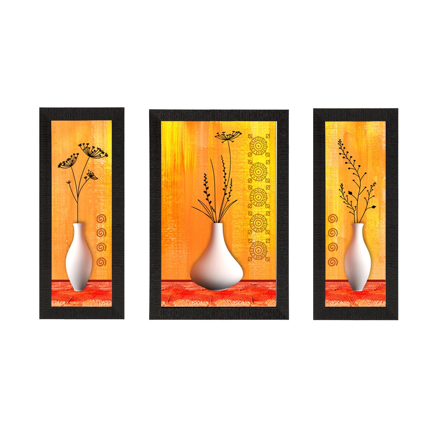 Set of 3 Botanical Floral Satin Matt Texture UV Art Painting Kafalo