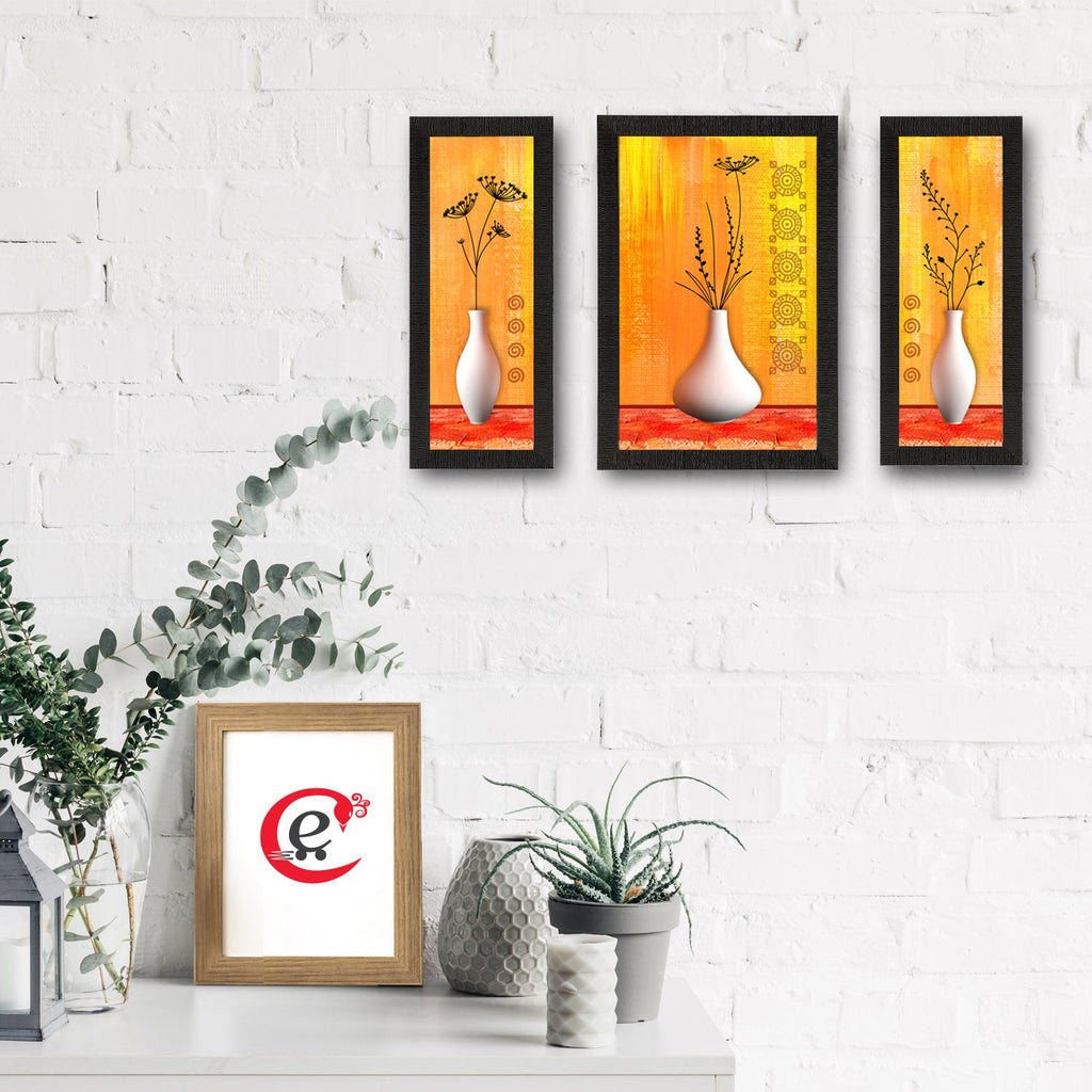Set of 3 Botanical Floral Satin Matt Texture UV Art Painting Kafalo