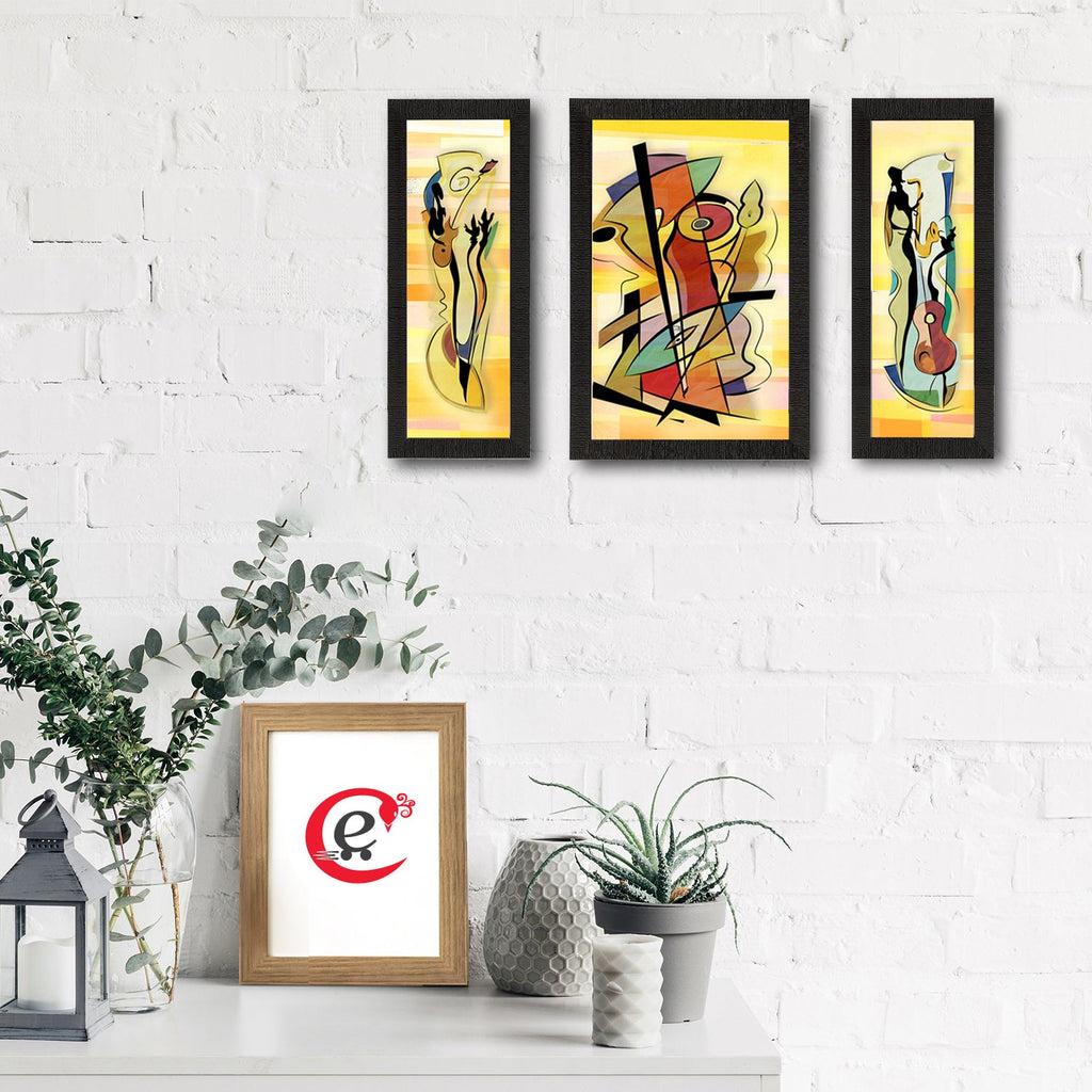 Set of 3 Abstract Object Satin Matt Texture UV Art Painting Kafalo