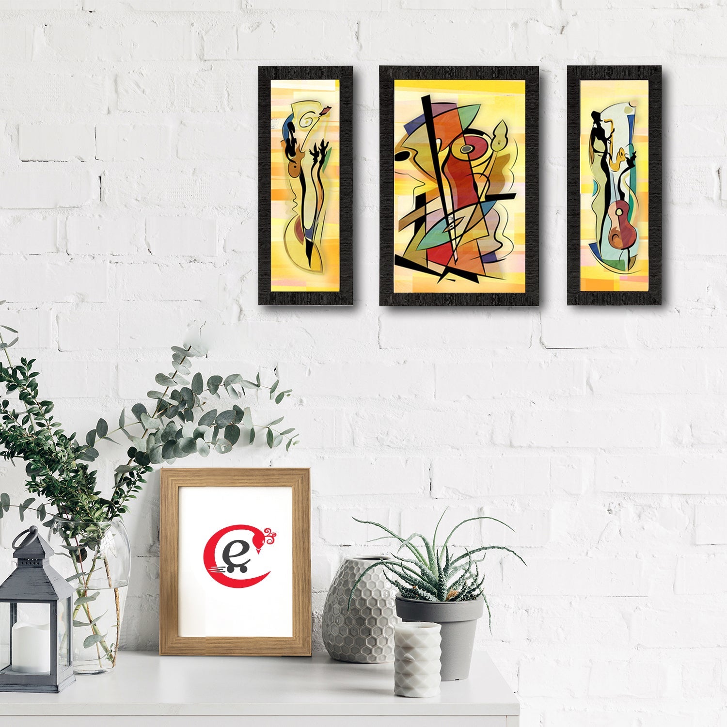 Set of 3 Abstract Object Satin Matt Texture UV Art Painting Kafalo