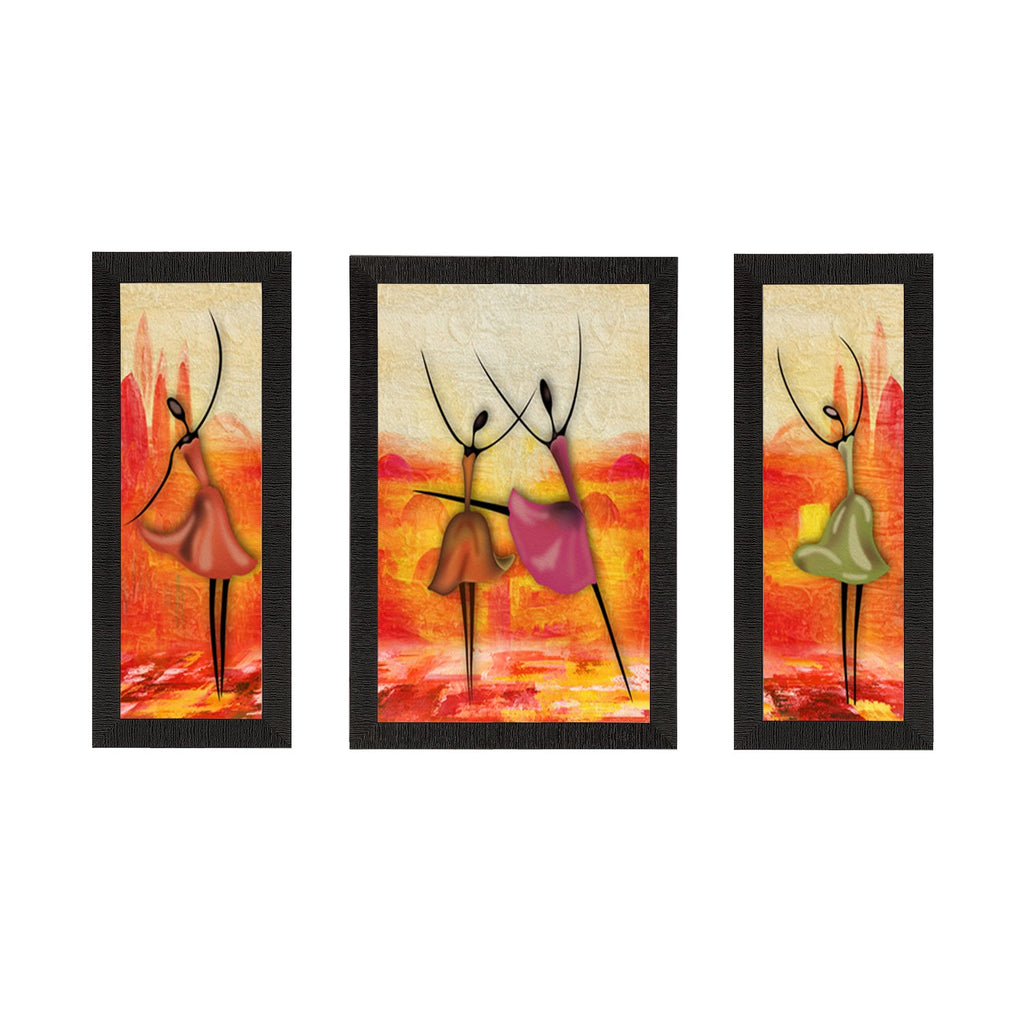 Set of 3 Abstract Dancing Lady Satin Matt Texture UV Art Painting Kafalo