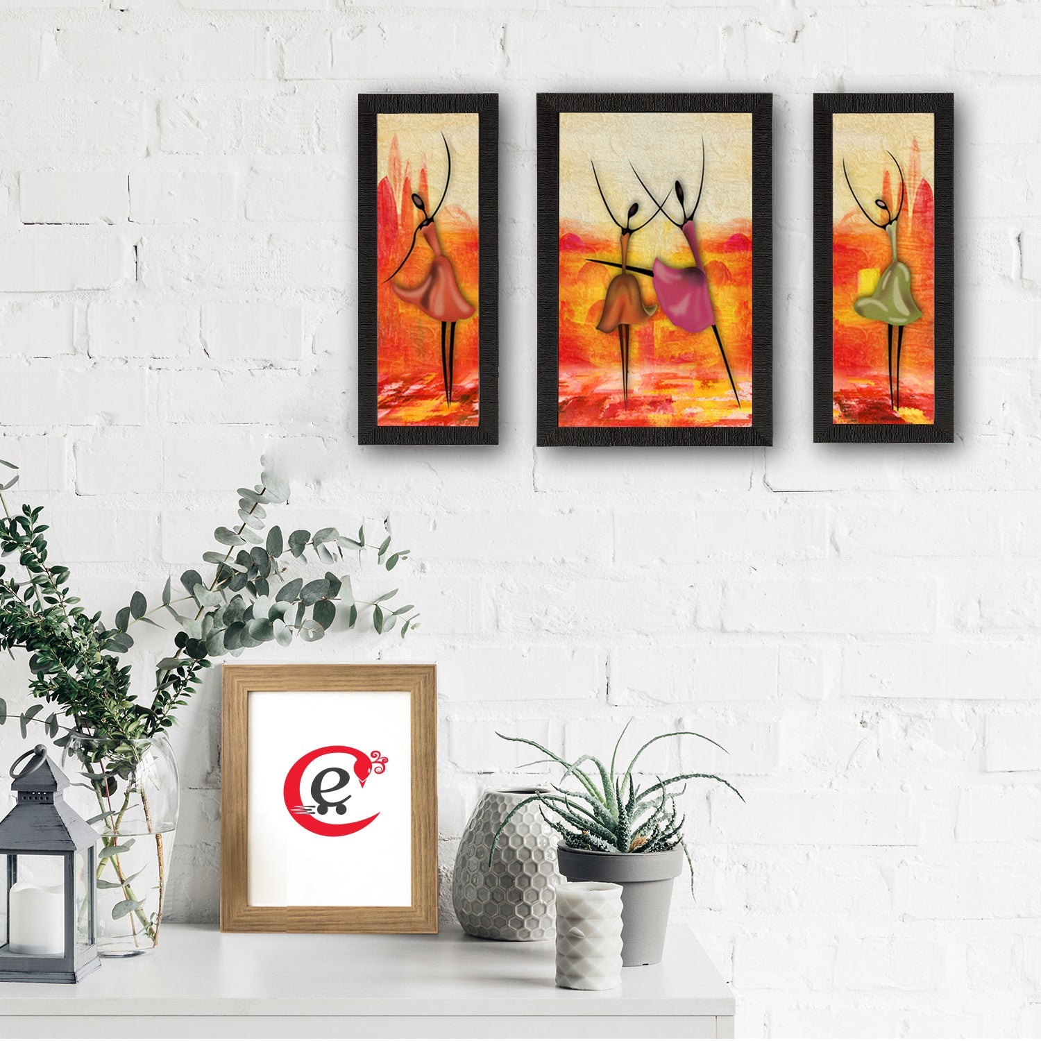 Set of 3 Abstract Dancing Lady Satin Matt Texture UV Art Painting Kafalo