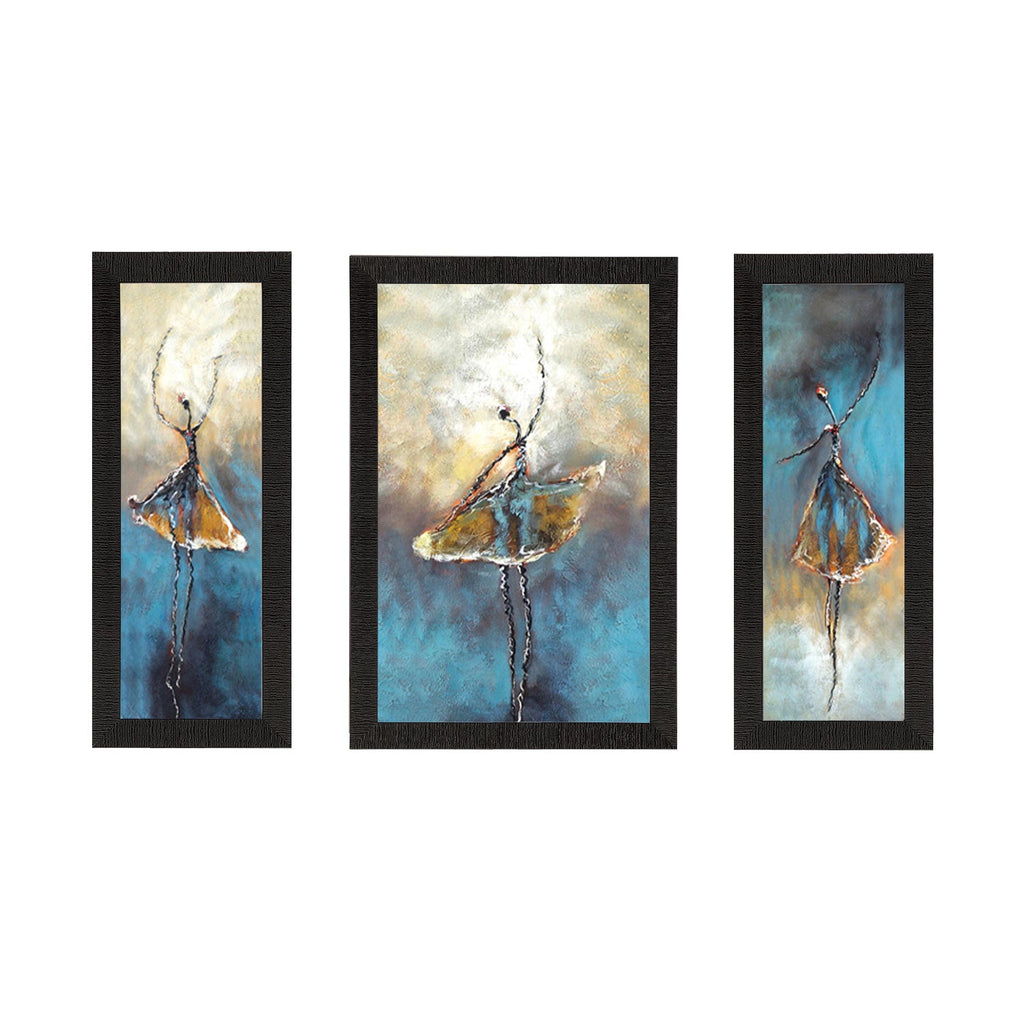 Set of 3 Abstract Dancing Lady Satin Matt Texture UV Art Painting Kafalo