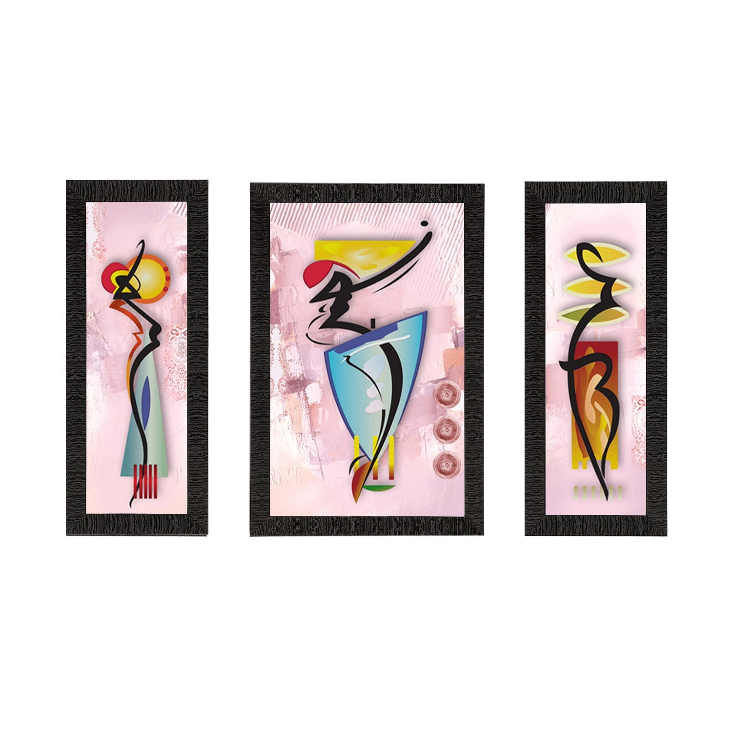 Set of 3 Abstract Dancing Lady Satin Matt Texture UV Art Painting Kafalo