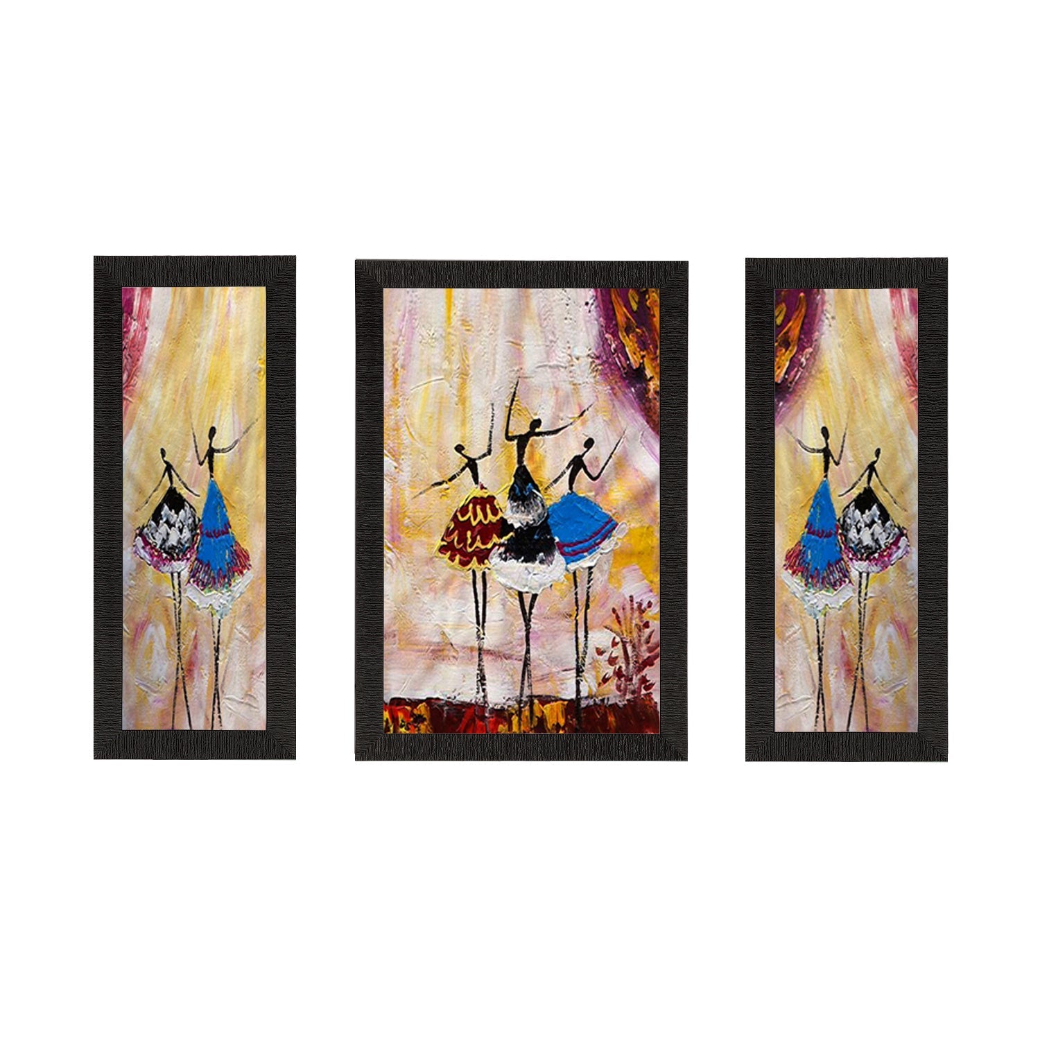Set of 3 Abstract Dancing Lady Satin Matt Texture UV Art Painting Kafalo