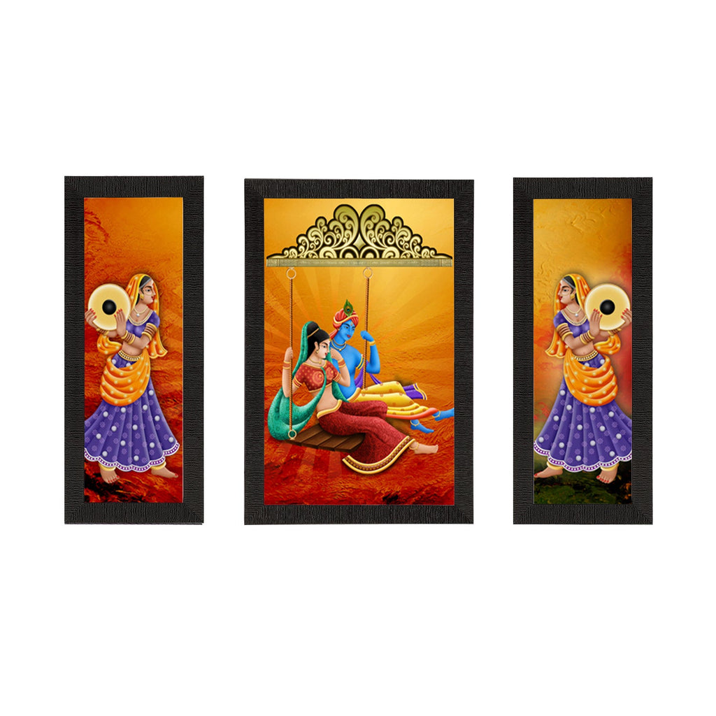 Set of 3 Radha Krishna Satin Matt Texture UV Art Painting Kafalo