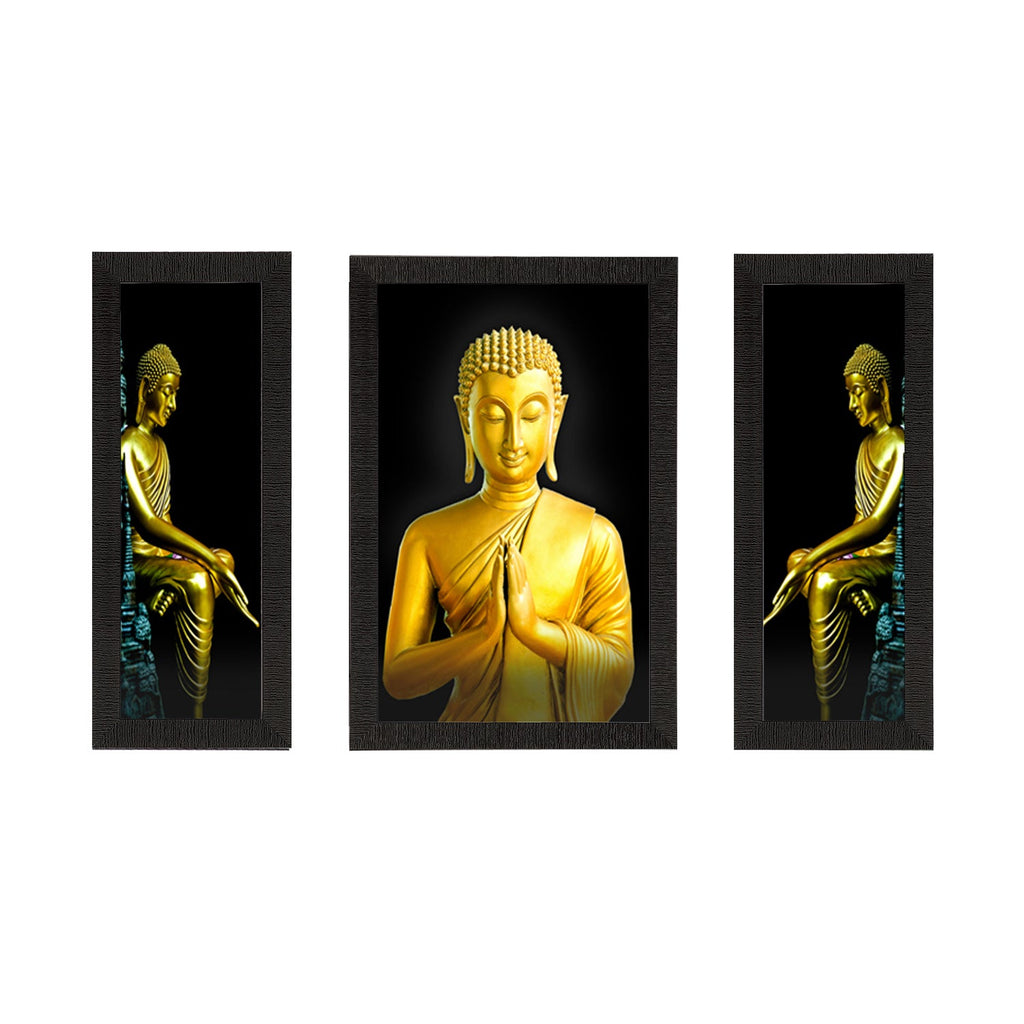 Set of 3 Lord Buddha Satin Matt Texture UV Art Painting Kafalo