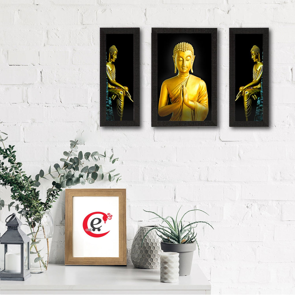 Set of 3 Lord Buddha Satin Matt Texture UV Art Painting Kafalo
