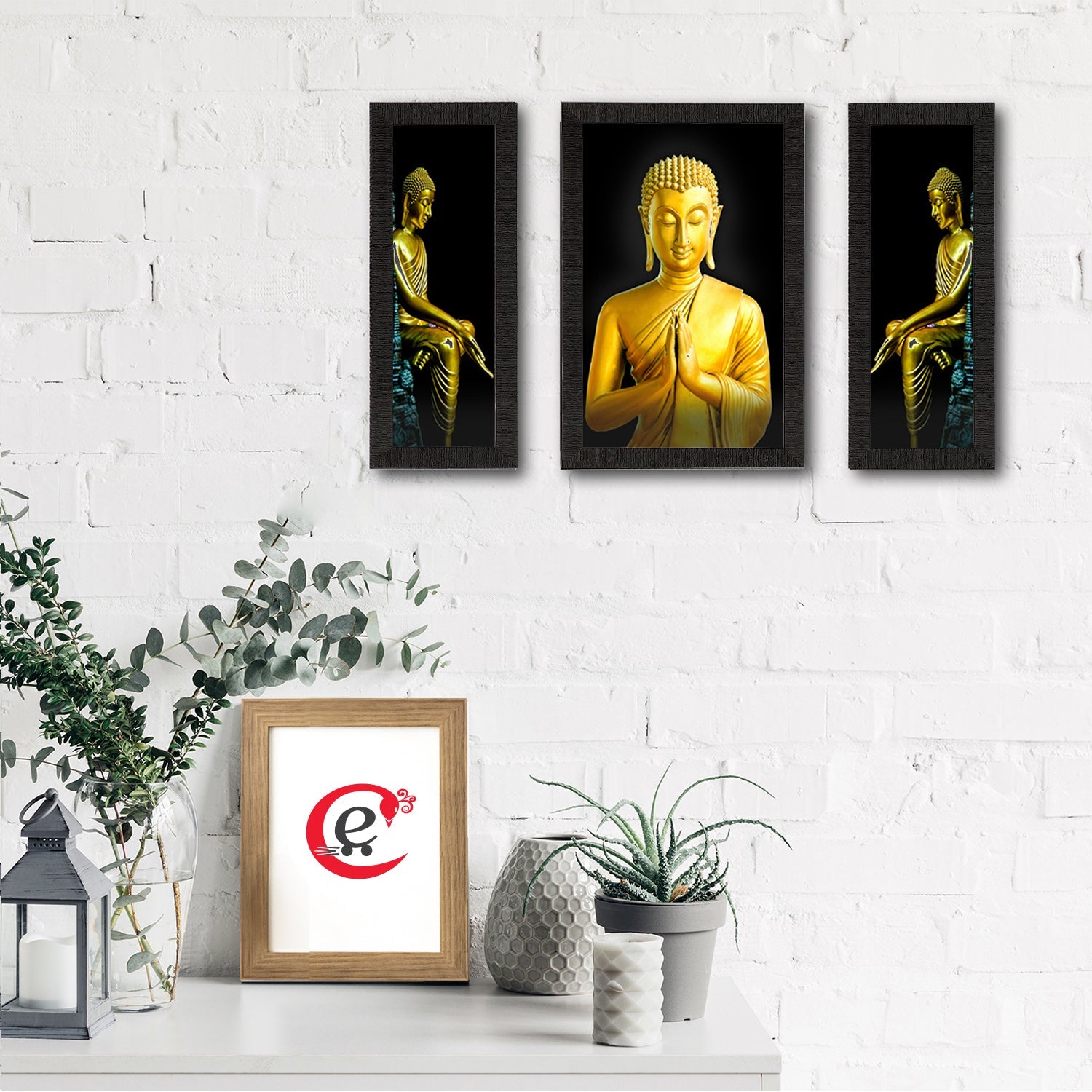 Set of 3 Lord Buddha Satin Matt Texture UV Art Painting Kafalo