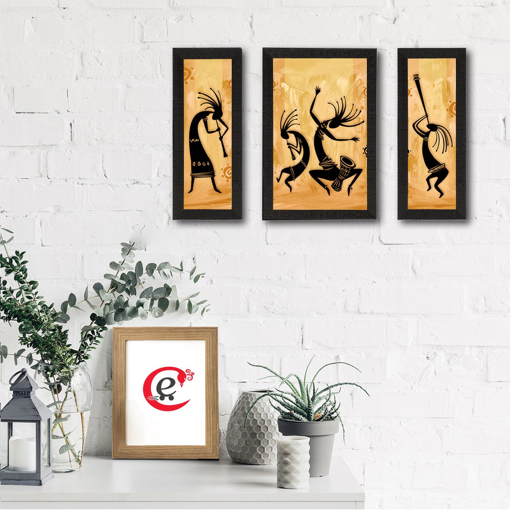 Set of 3 Abstract Dancing Creatures Satin Matt Texture UV Art Painting Kafalo
