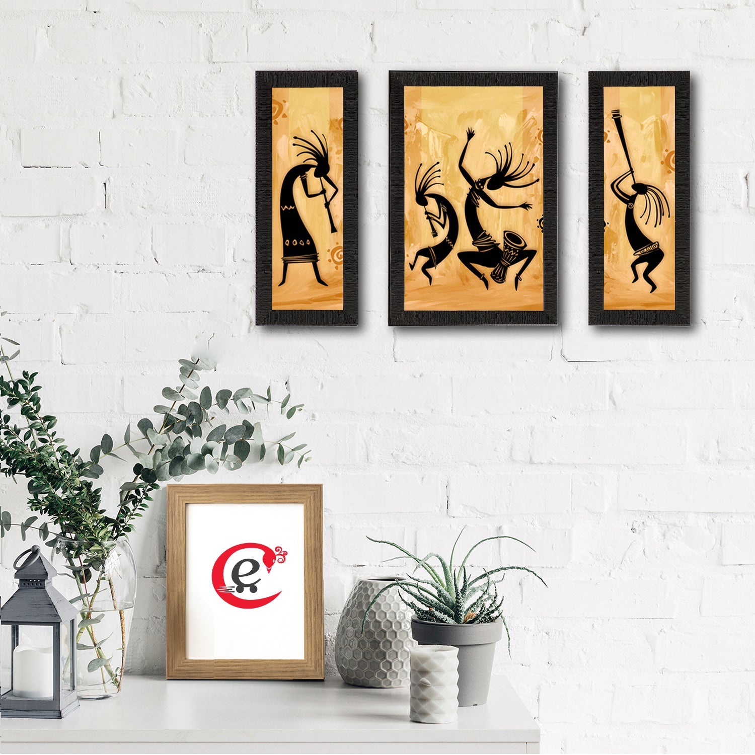 Set of 3 Abstract Dancing Creatures Satin Matt Texture UV Art Painting Kafalo