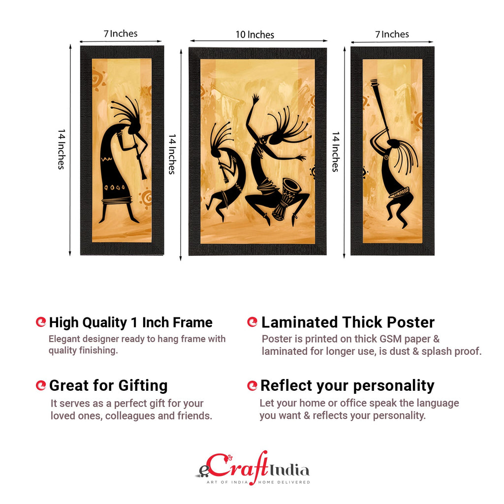 Set of 3 Abstract Dancing Creatures Satin Matt Texture UV Art Painting Kafalo