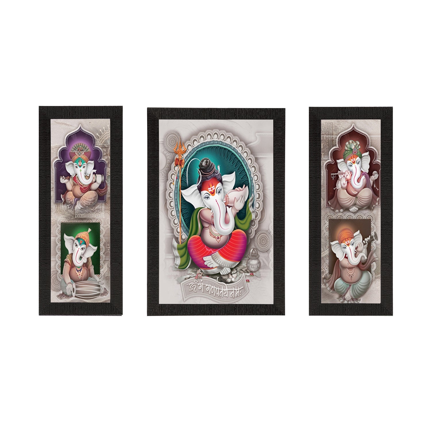 Set of 3 Lord Ganesha Satin Matt Texture UV Art Painting Kafalo