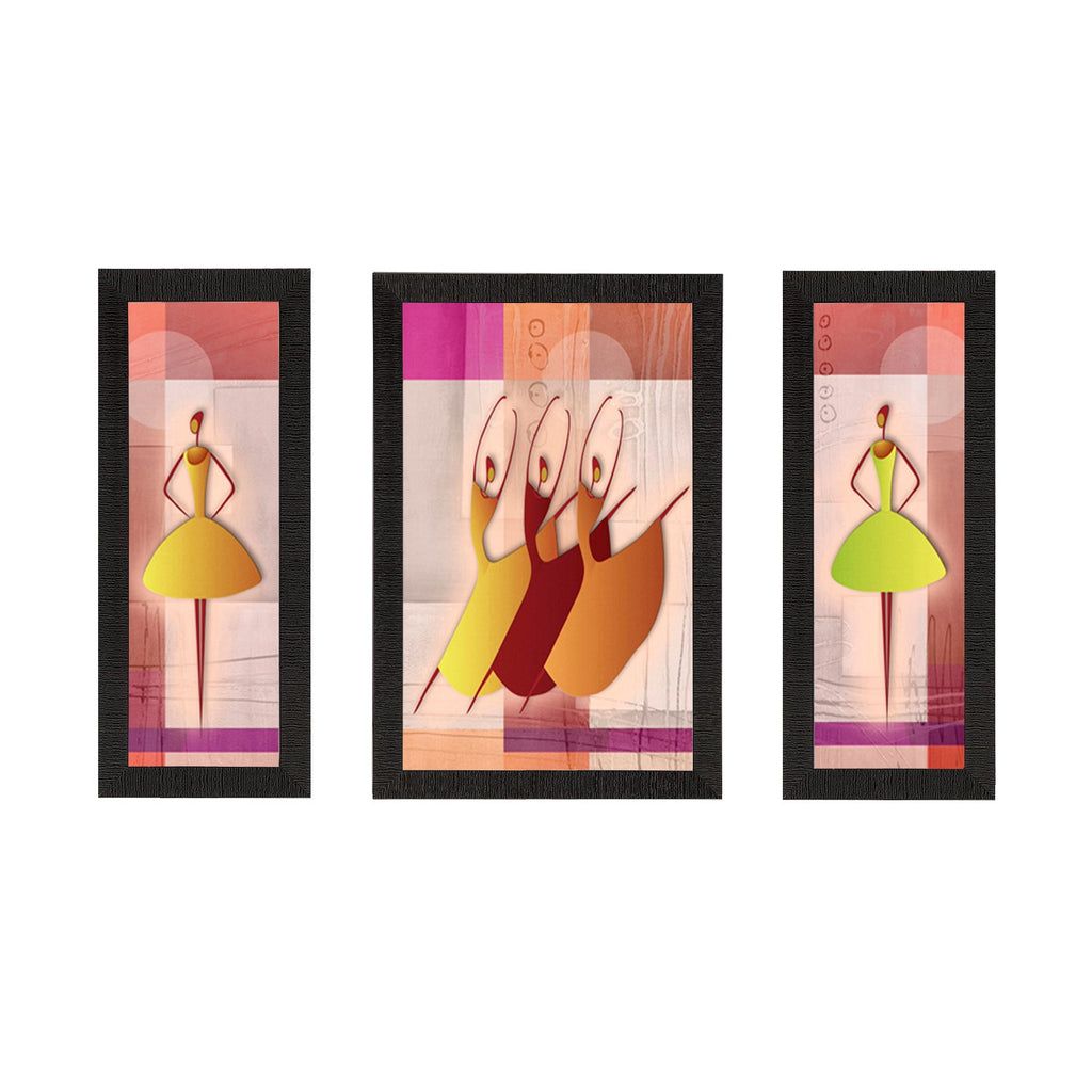 Set of 3 Abstract Dancing Lady Satin Matt Texture UV Art Painting Kafalo
