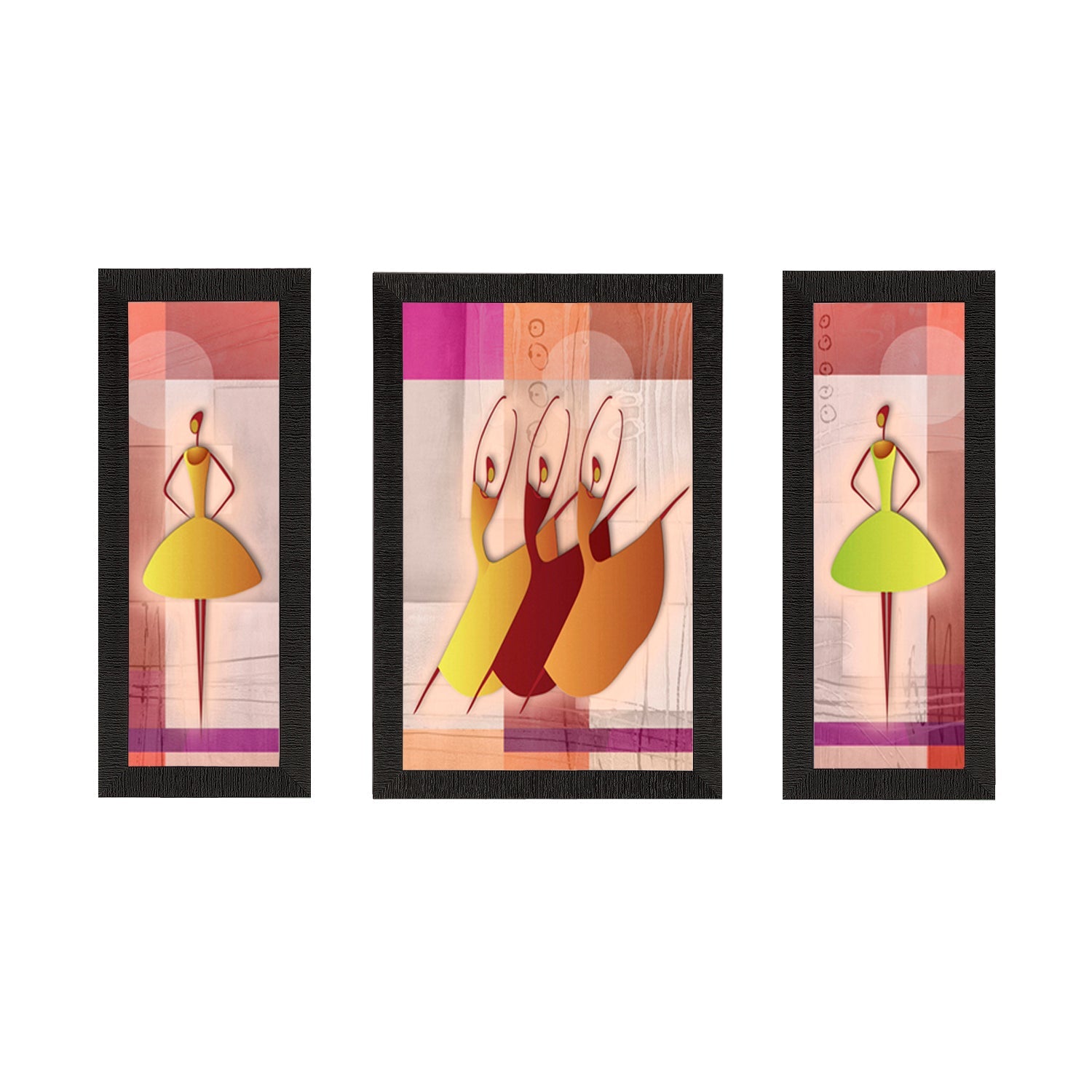 Set of 3 Abstract Dancing Lady Satin Matt Texture UV Art Painting Kafalo