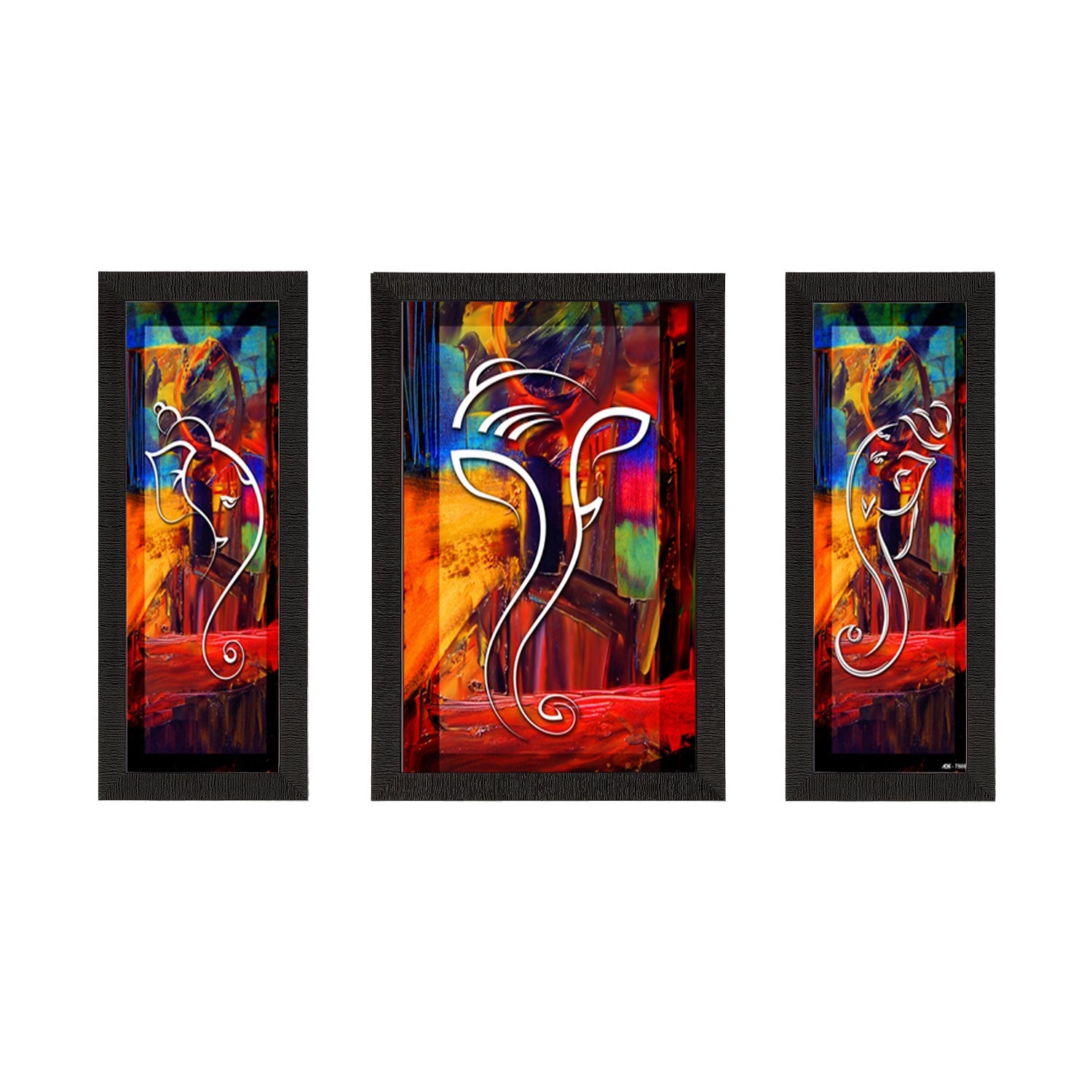 Set of 3 Lord Ganesha Satin Matt Texture UV Art Painting Kafalo