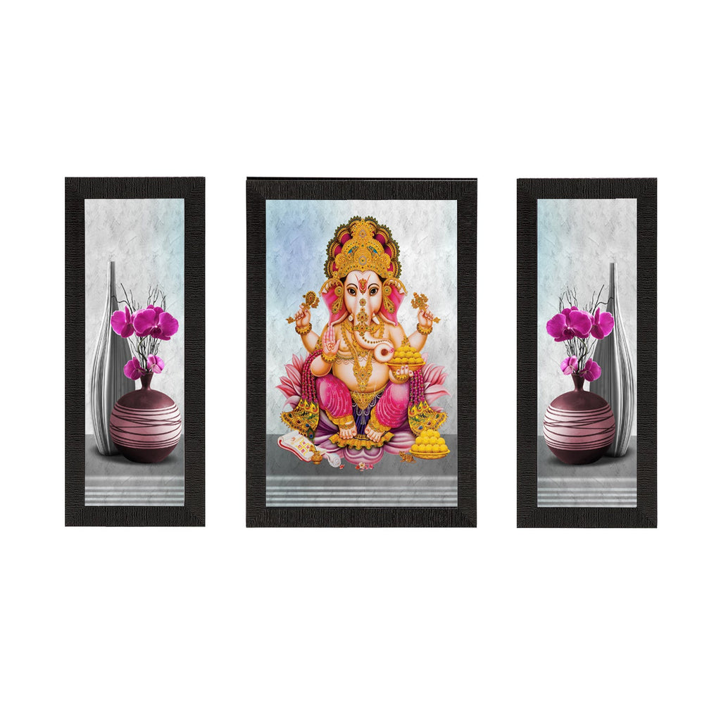 Set of 3 Lord Ganesha Satin Matt Texture UV Art Painting Kafalo