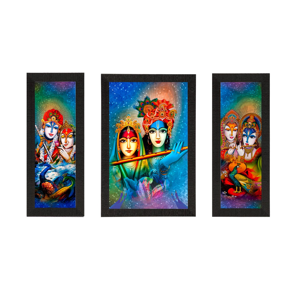 Set of 3 Radha Krishna Satin Matt Texture UV Art Painting Kafalo