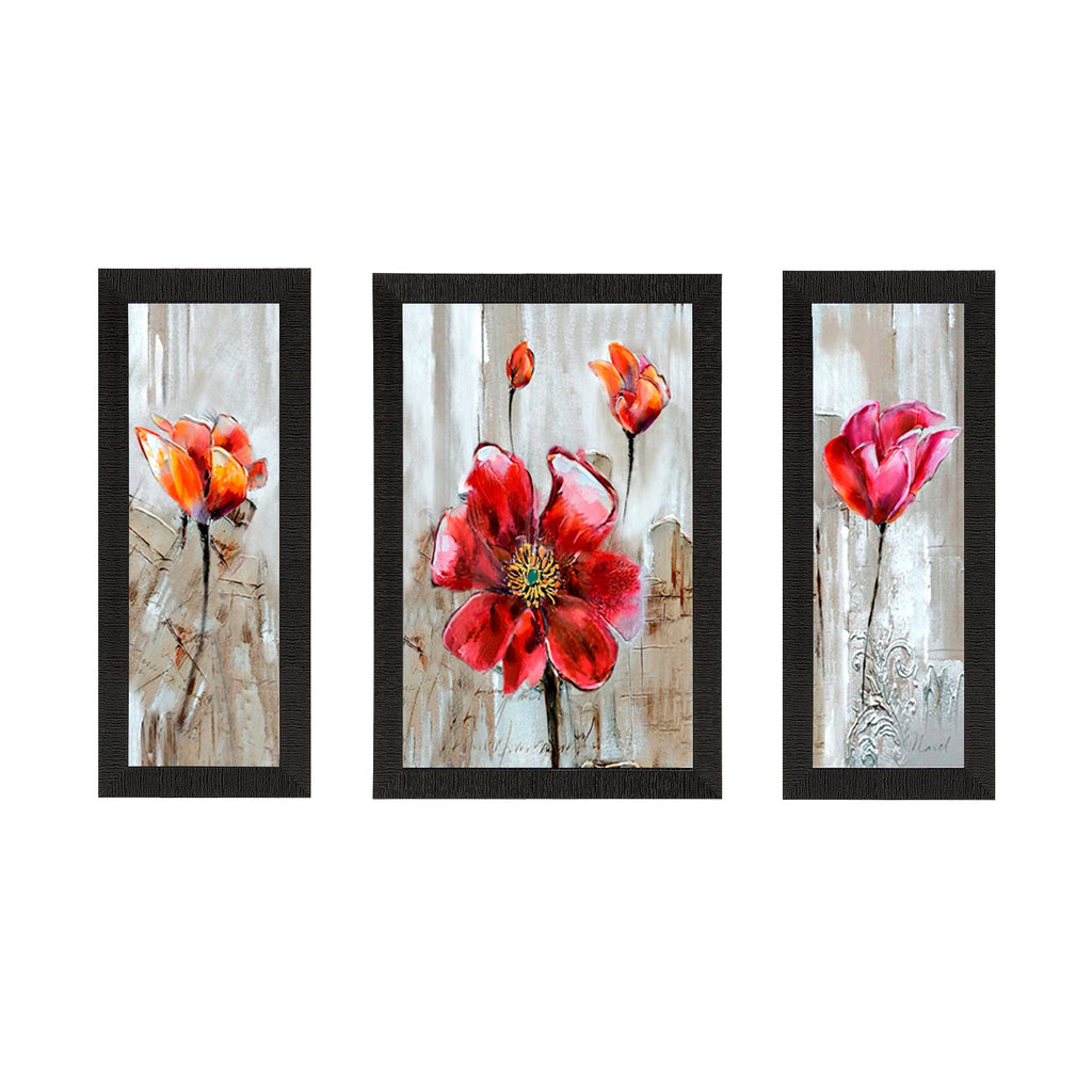 Set of 3 Floral Satin Matt Texture UV Art Painting Kafalo