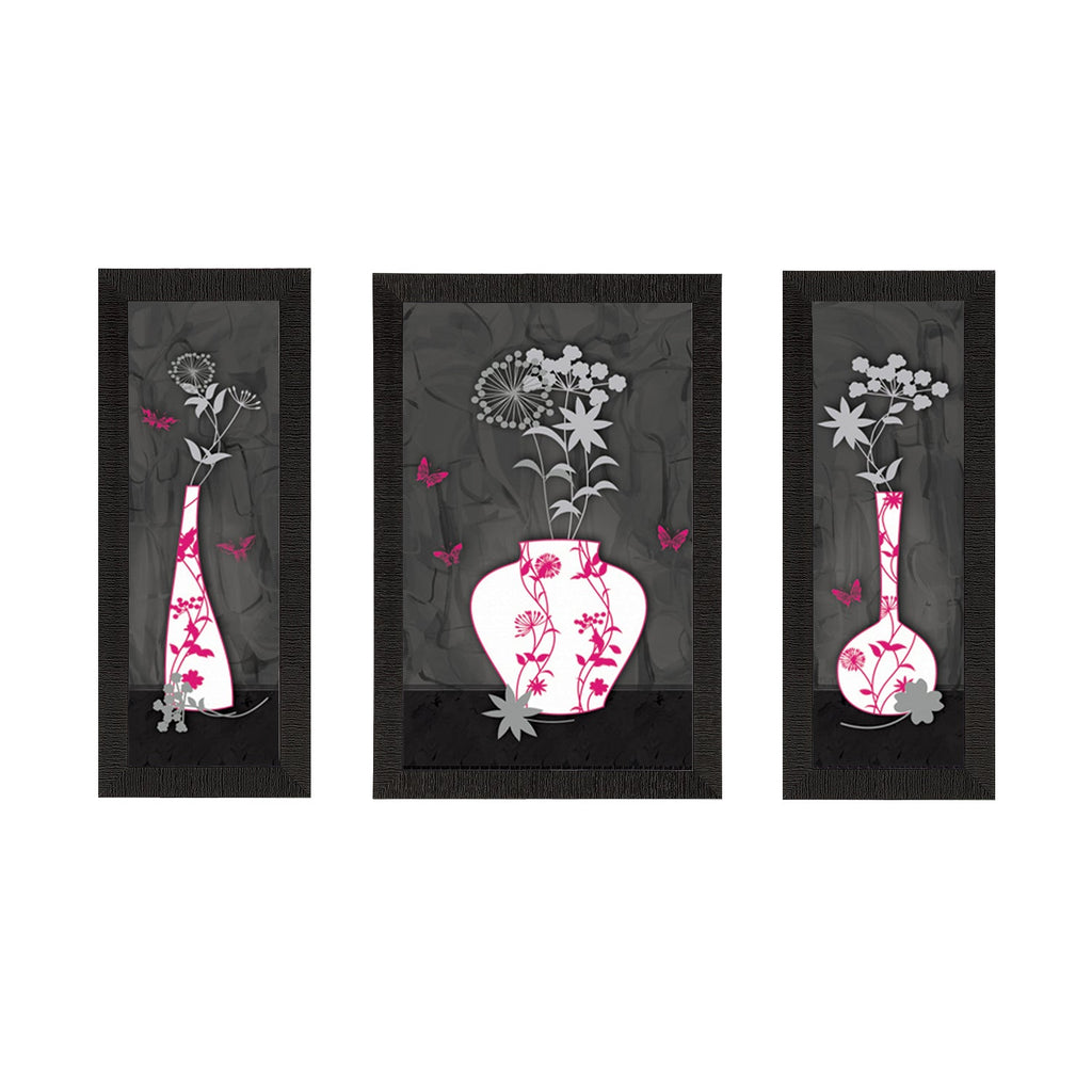 Set of 3 Botanical Floral Satin Matt Texture UV Art Painting Kafalo