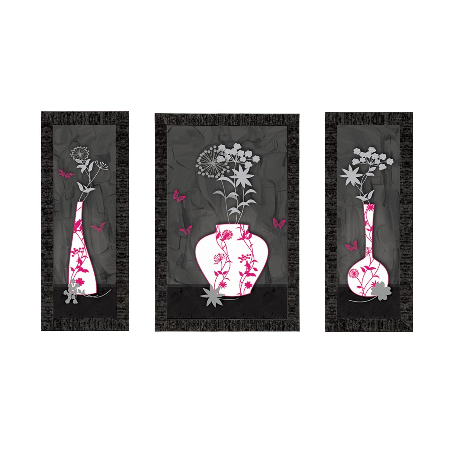 Set of 3 Botanical Floral Satin Matt Texture UV Art Painting Kafalo