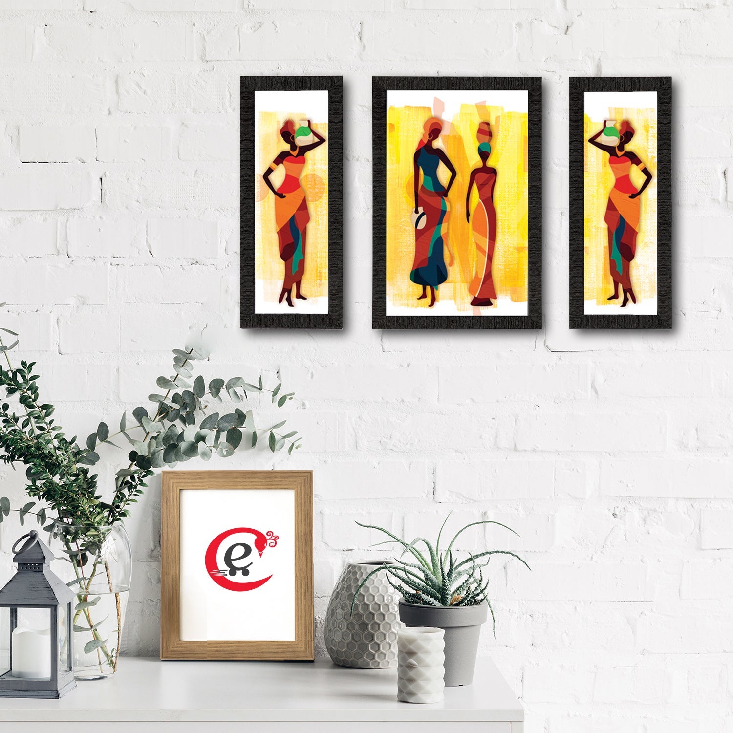 Set of 3 Tribal Lady Satin Matt Texture UV Art Painting Kafalo
