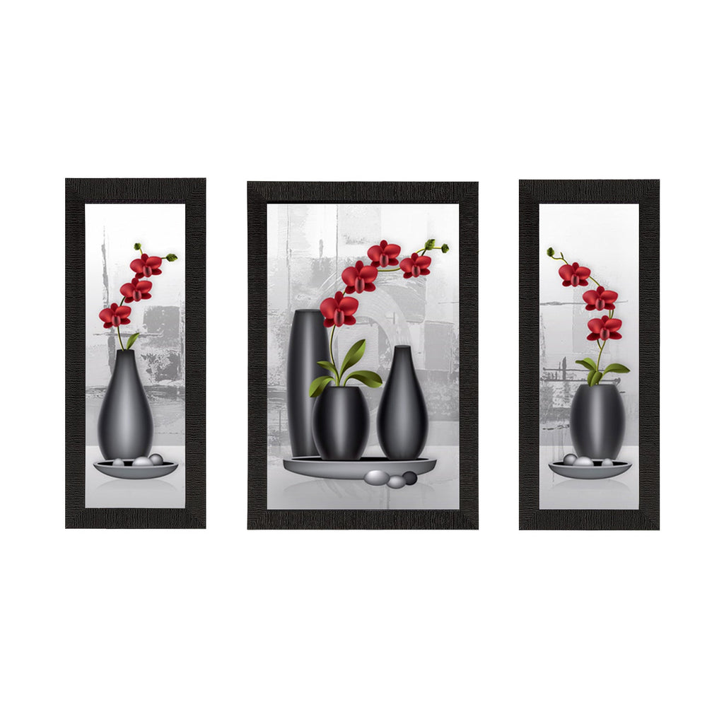Set of 3 Botanical Floral Satin Matt Texture UV Art Painting Kafalo